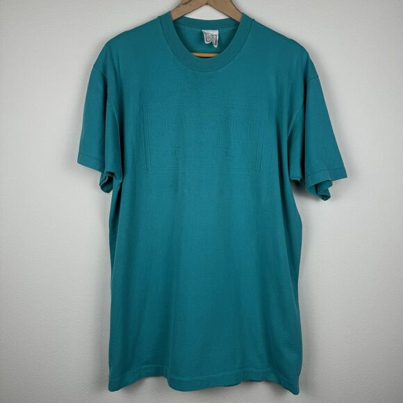 Vintage Steamboating Shirt Aqua Green Size XL Single Stitch Boss Textiles Tag - Picture 1 of 7